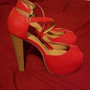 Red patent leather style shoes